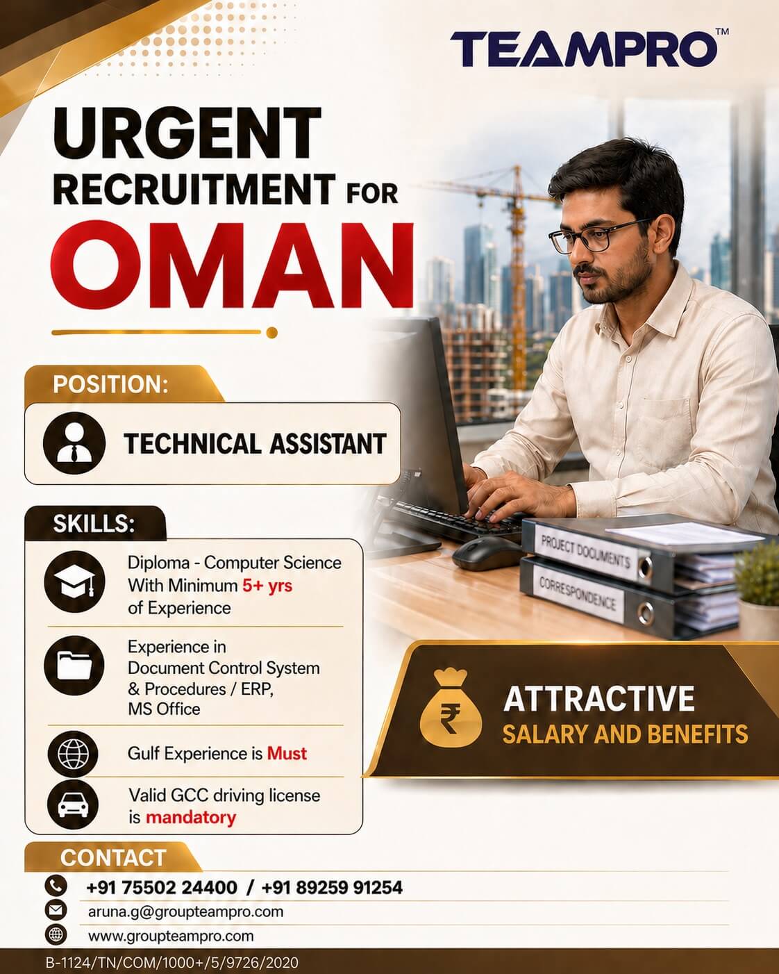 ? Urgent Hiring – Oman ??  We are looking for a Technical Assistant for a leading project in Oman.
