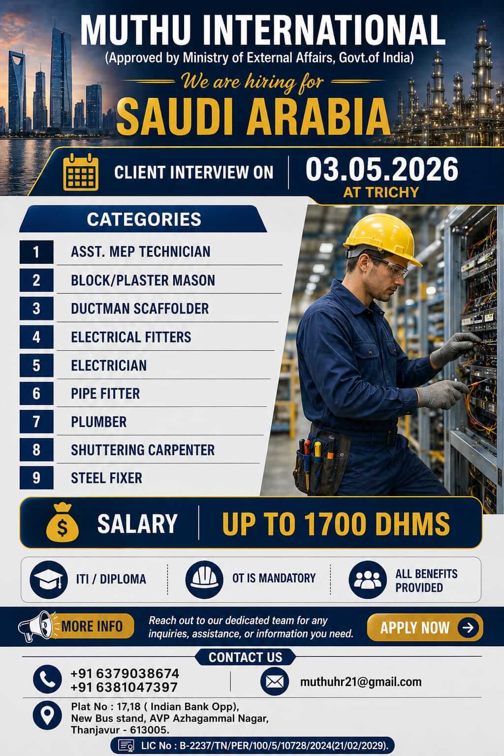 WANTED FOR SAUDI ARABIA