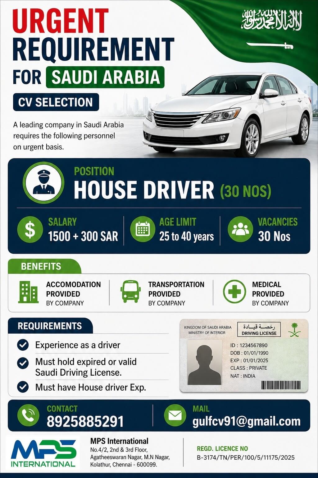 URGENT REQUIREMENT FOR SAUDI ARABIA  CV SELECTION