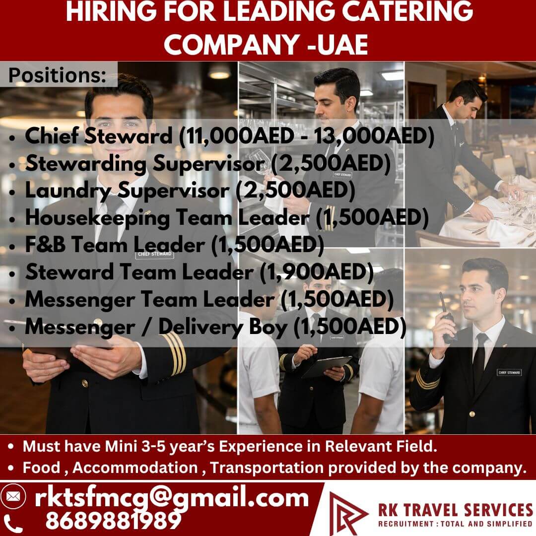 HIRING FOR LEADING CATERING COMPANY -UAE