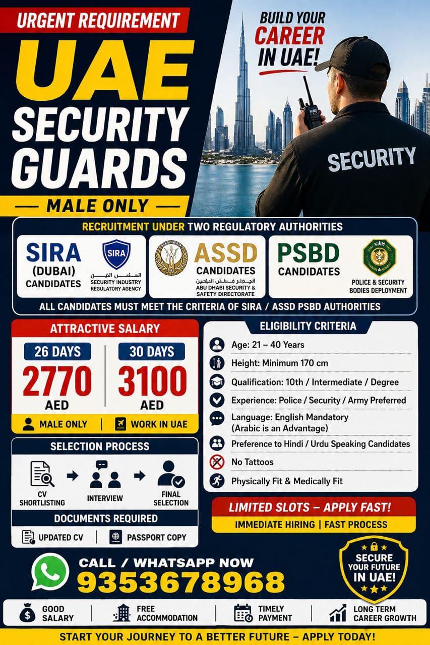URGENT REQUIREMENT - UAE SECURITY GUARDS