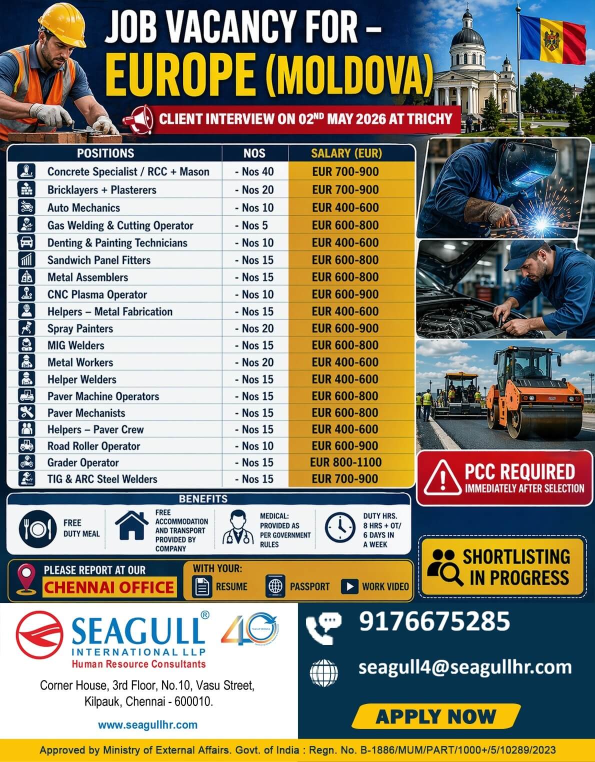 VERY URGENT REQUIREMENTS FOR MOLDOVA - EUROPE