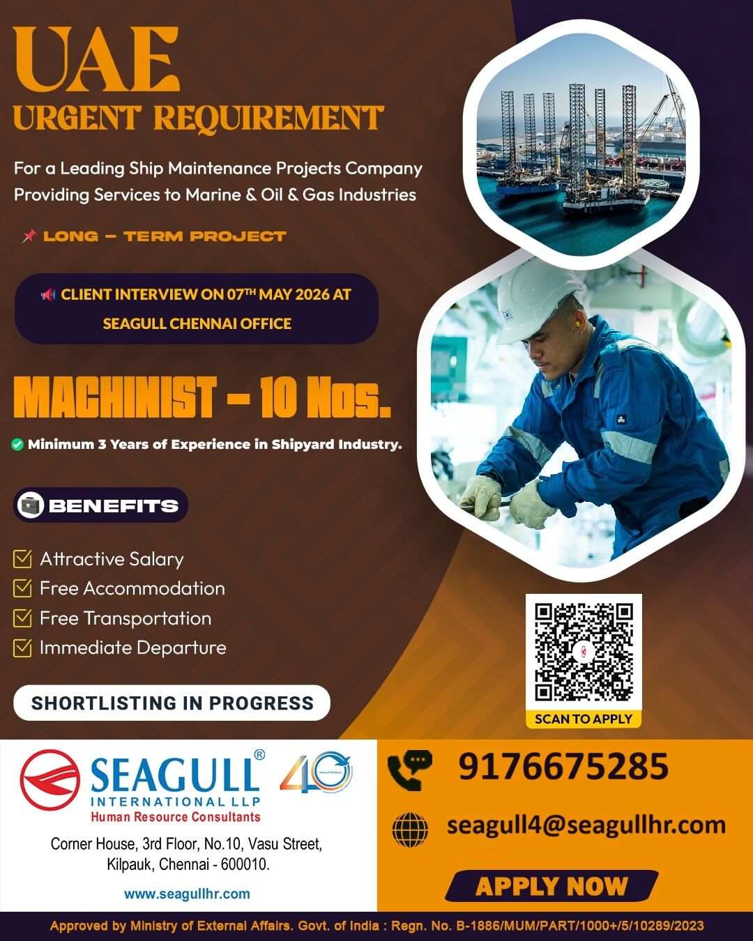 VERY URGENT REQUIREMENTS FOR MACHINIST FOR SHIP BUILDING , SHIP YARD & MARINE AT UAE