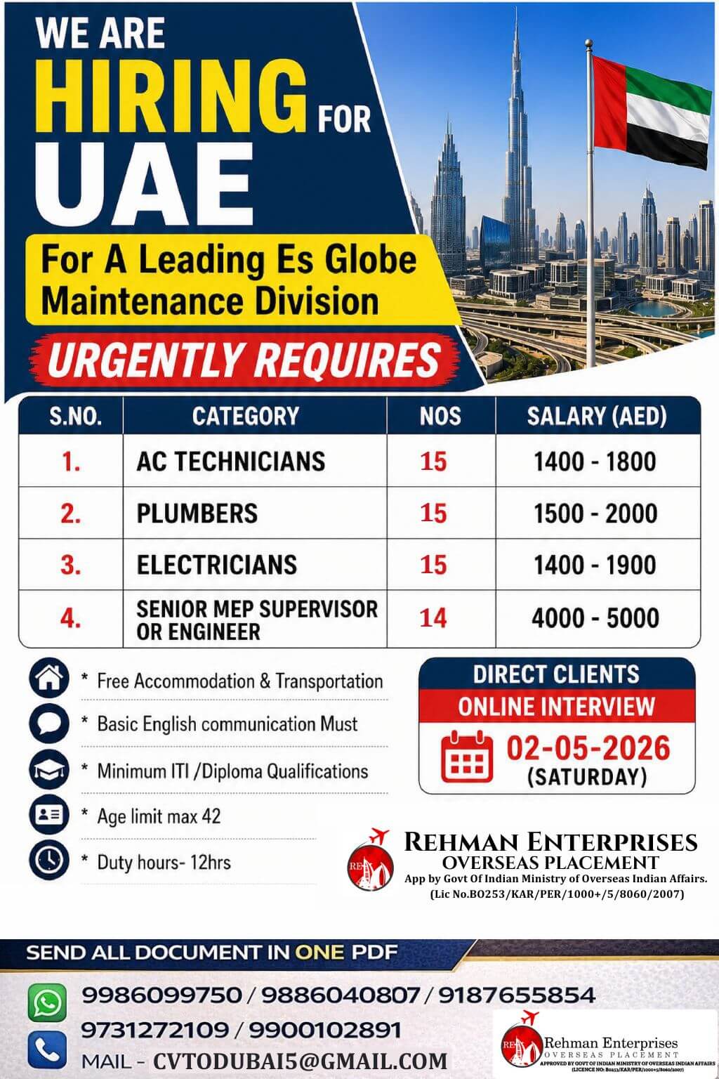HIRING FOR UAE