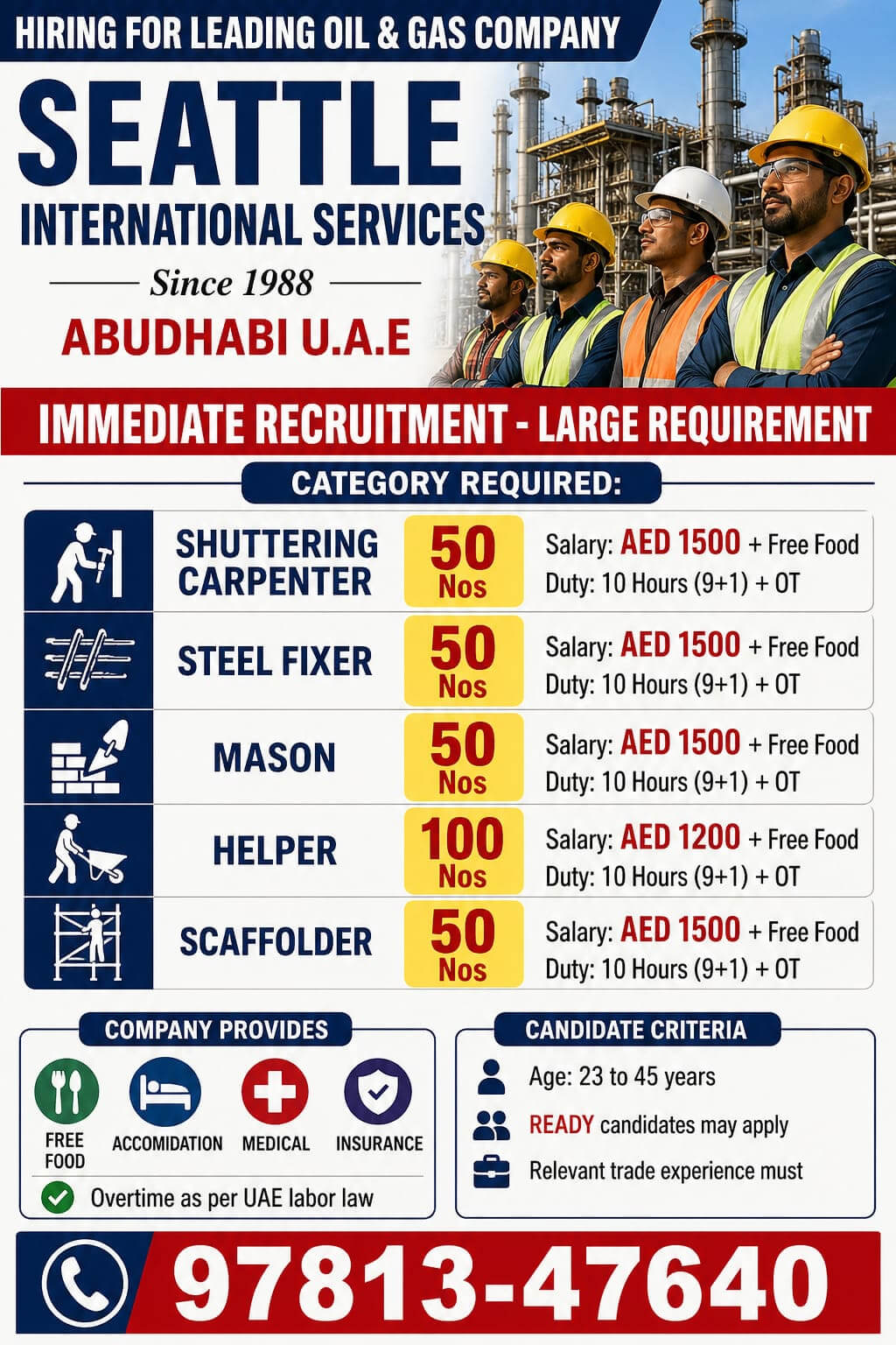 urgent hire for uae