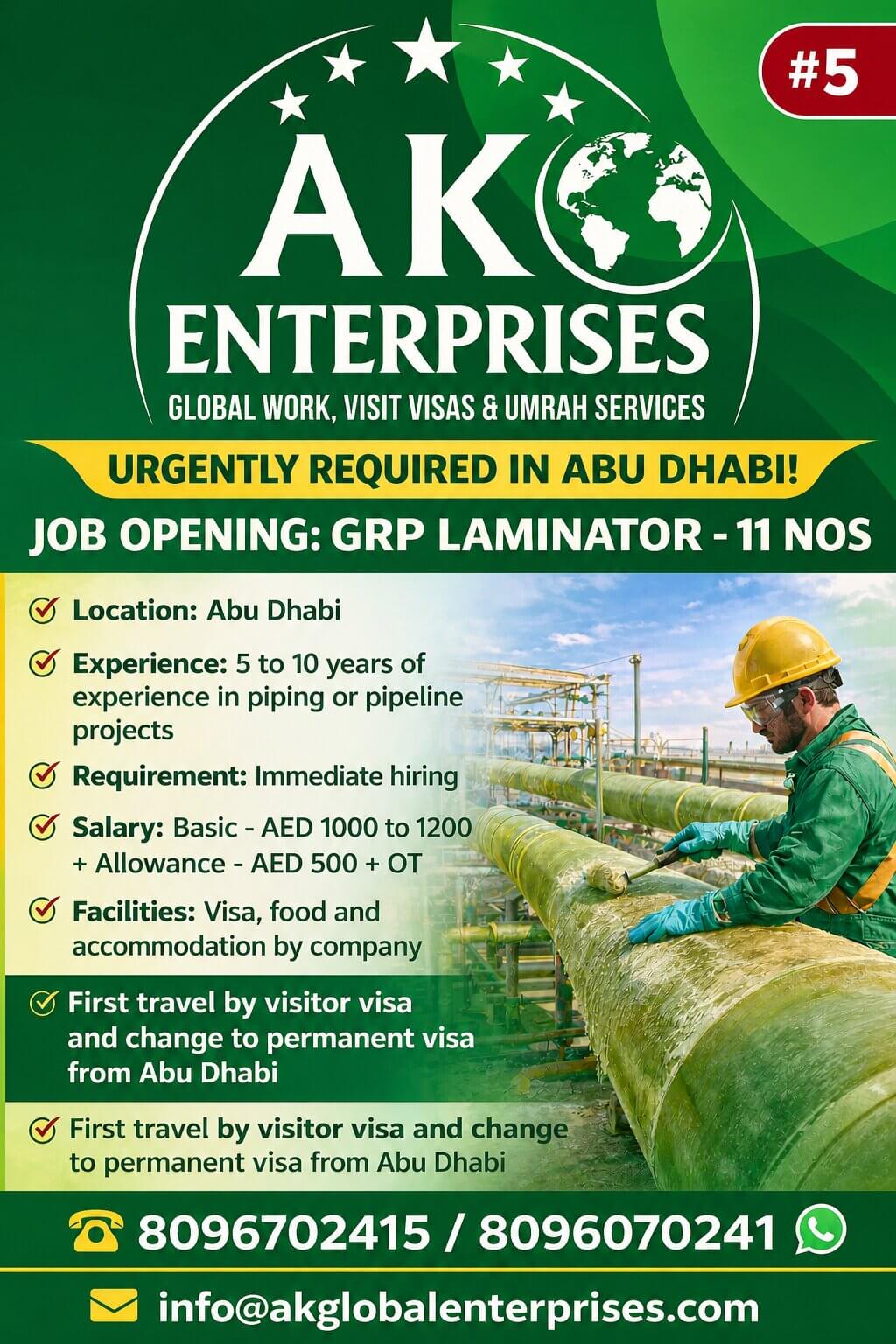Urgently Requirement for Abu Dhabi Grp Laminator