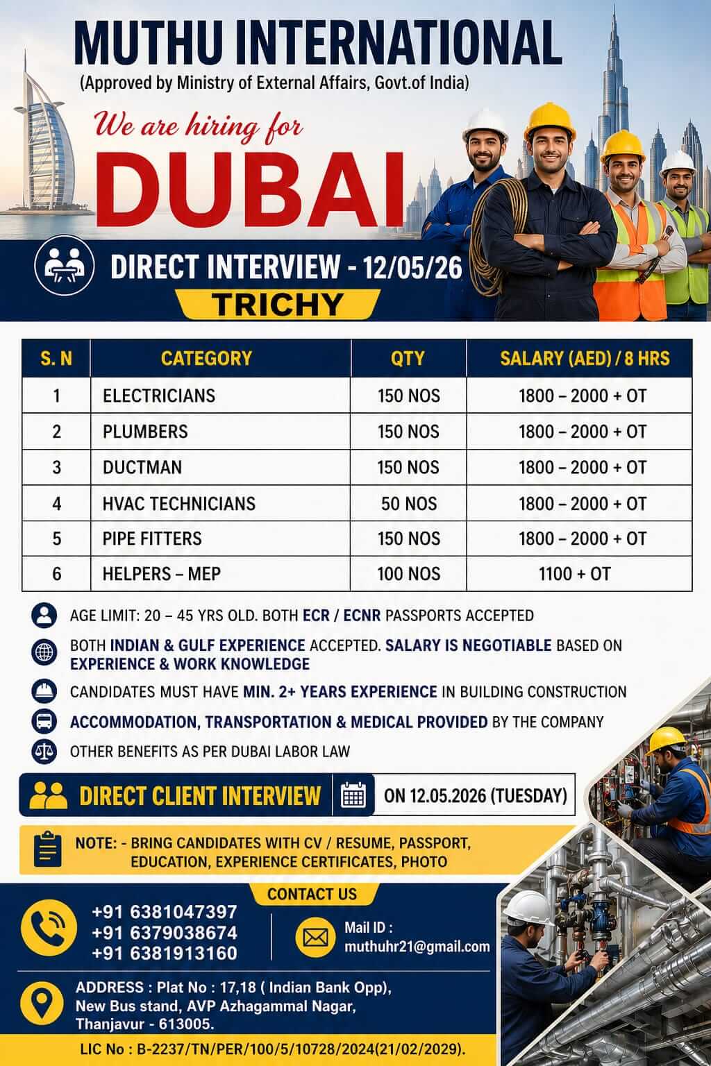 WANTED FOR DUBAI