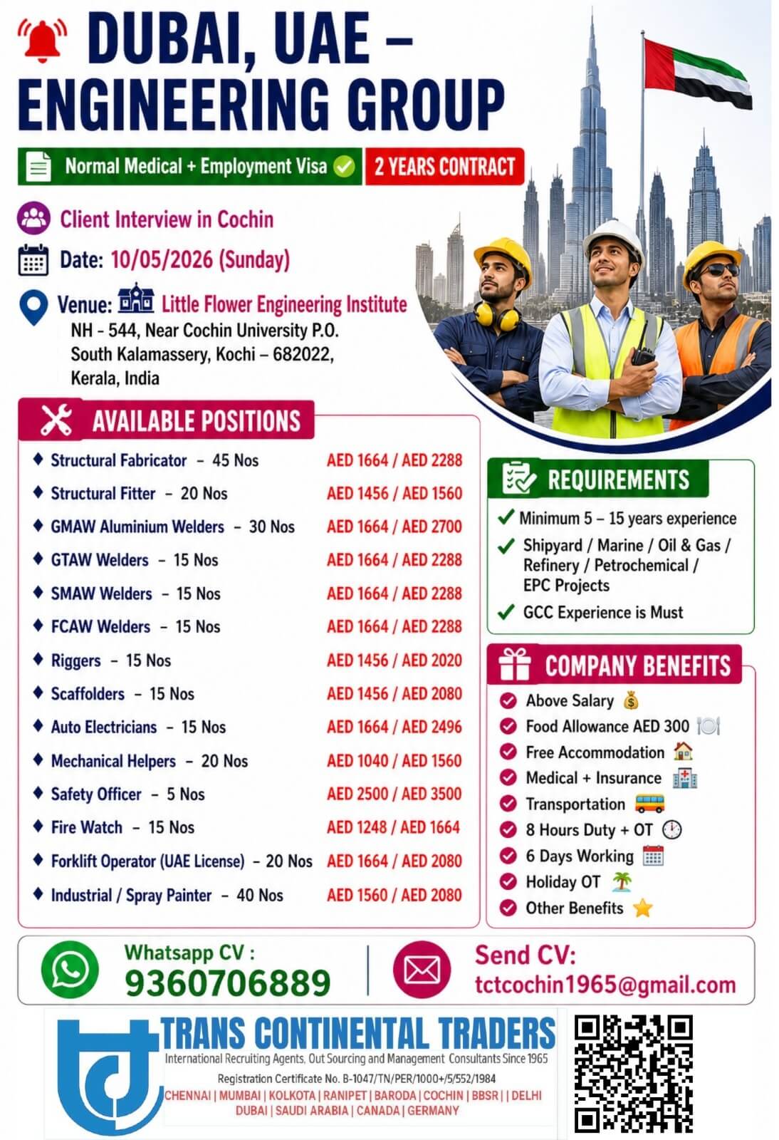 HIRING FOR DUBAI ENGINEERING GROUP PROJECT-DUBAI