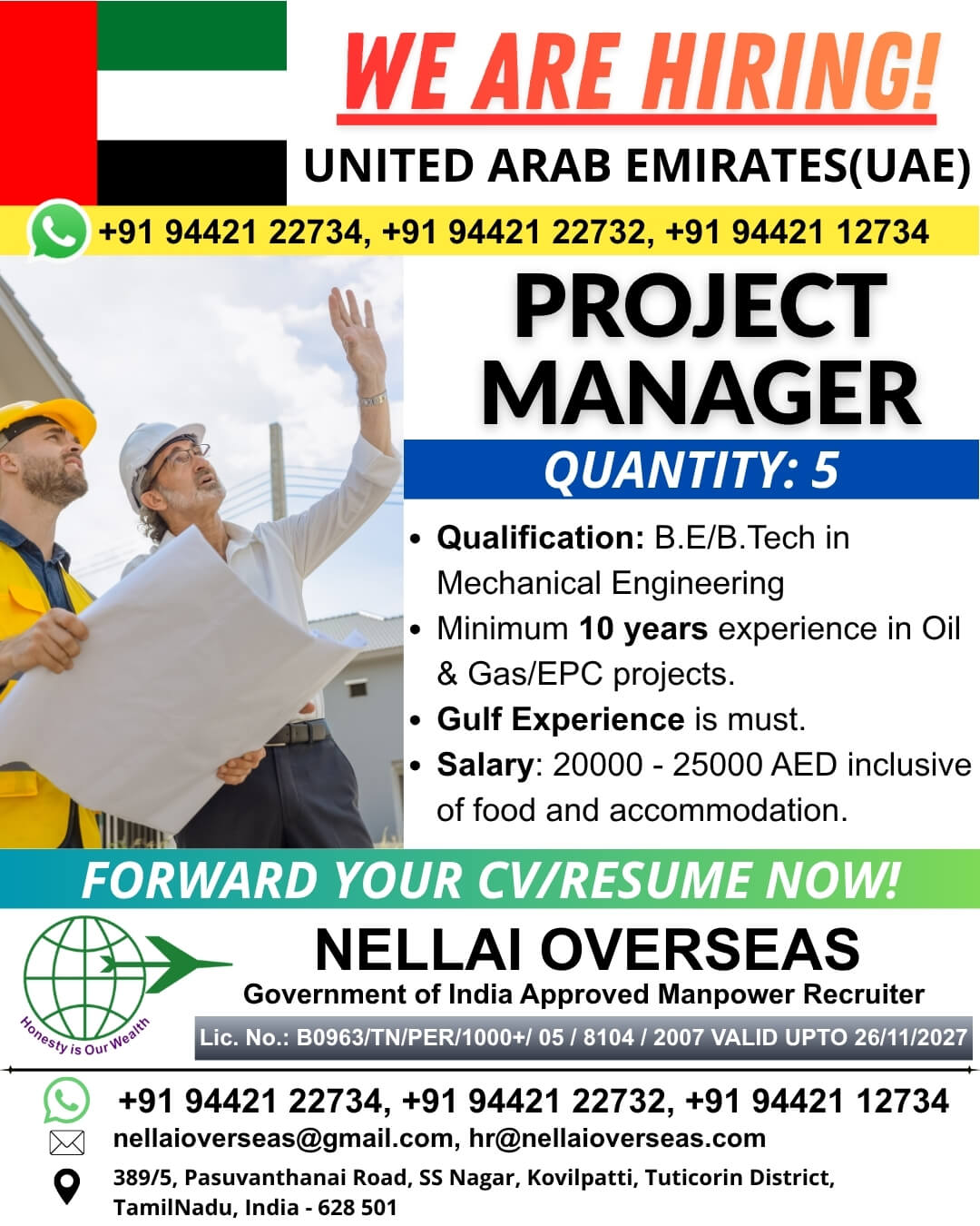 WANTED FOR UAE - PROJECT MANAGER