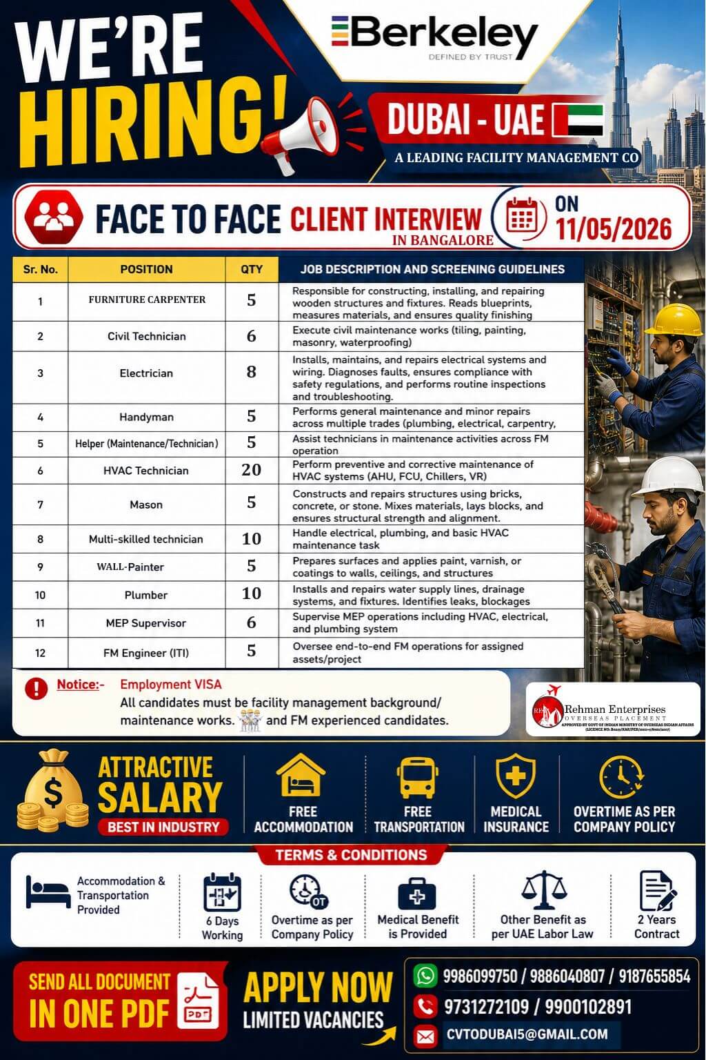 HIRING FOR A LEADING MANAGEMENT COMPANY BARKELEY IN UAE