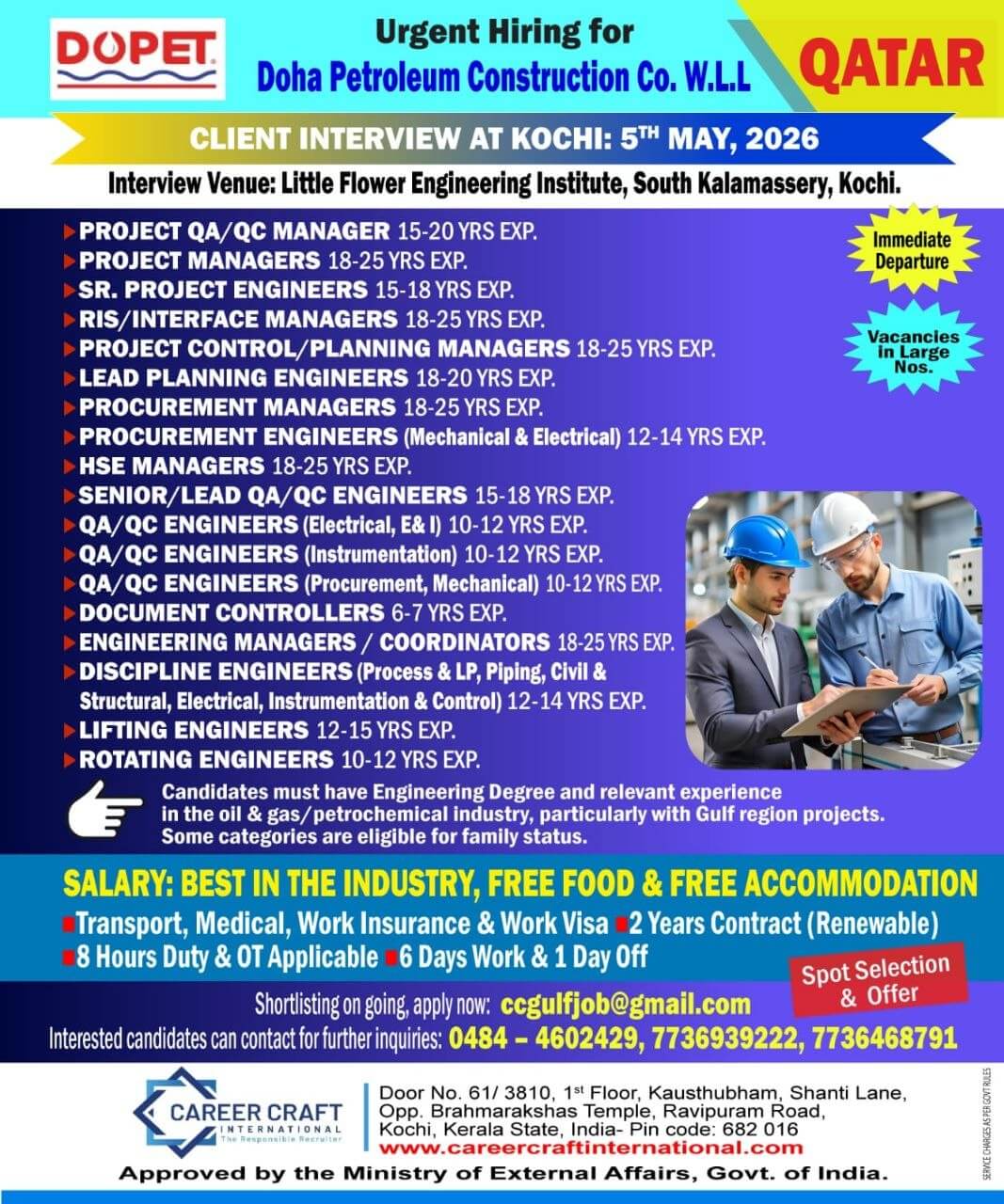 Client Interview at Kochi on 5th May, 2026 for Dopet, Qatar