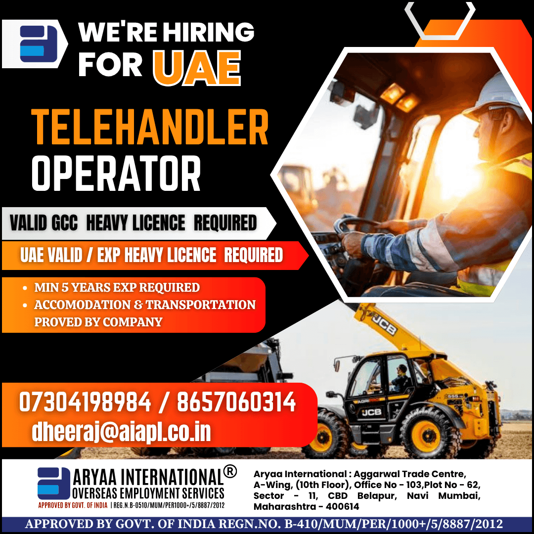 ? WE ARE HIRING – UAE ? TELEHANDLER OPERATOR