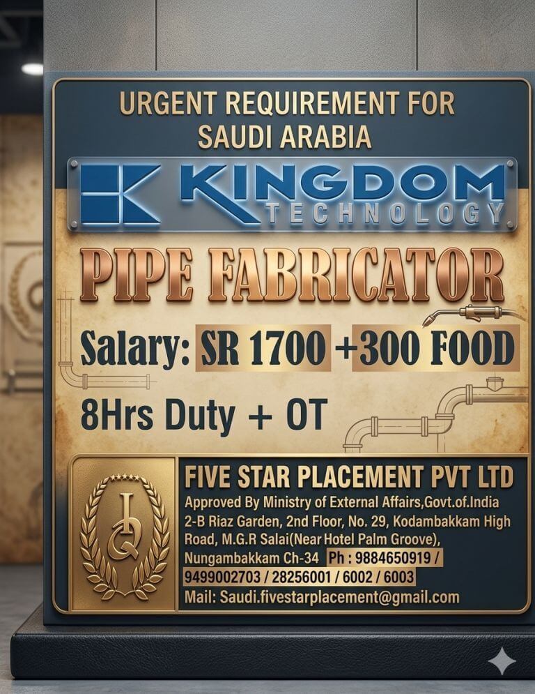 URGENT REQUIREMENT FOR SAUDI ARABIA
