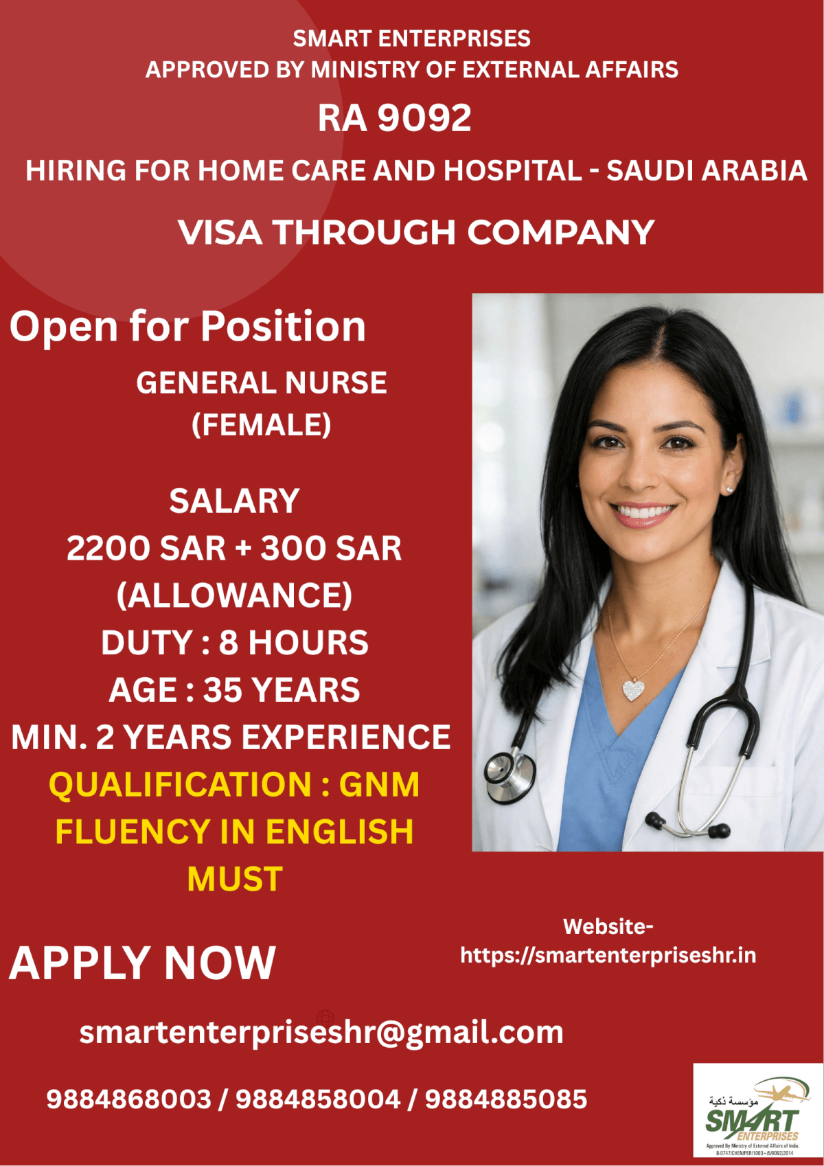 URGENT REQUIREMENT FOR SAUDI ARABIA