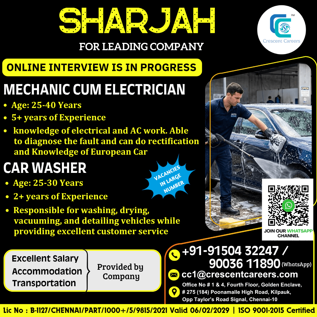 MECHANIC CUM ELECTRICIAN / CAR WASHER
