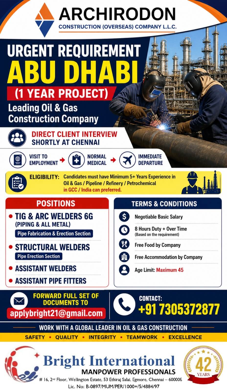 ABU DHABI - URGENT REQUIREMENT (1 YEAR PROJECT)