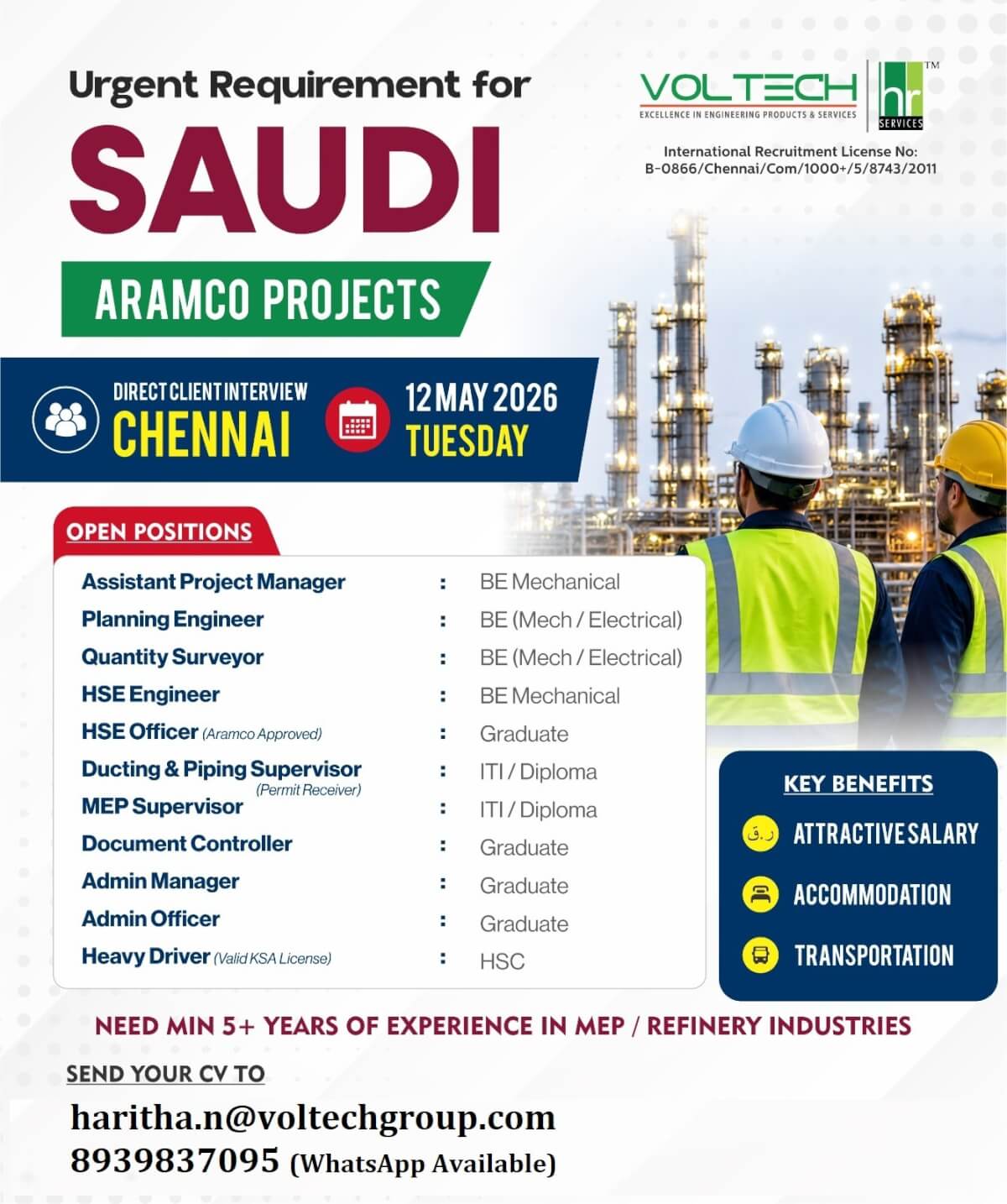URGENT REQUIREMENT @ SAUDI