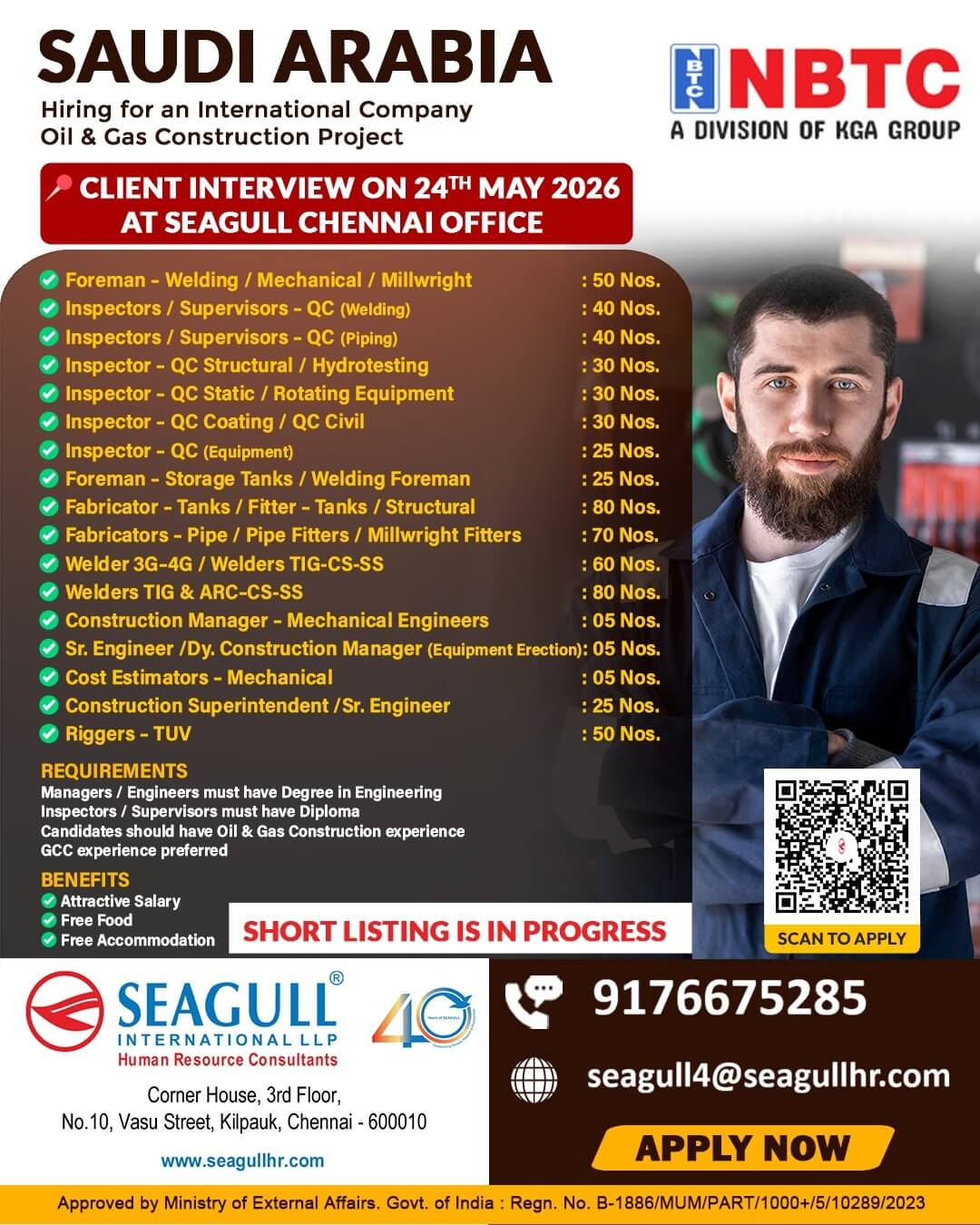 VERY URGENT REQUIREMENTS FOR OIL & GAS LONG TIME PROJECT AT SAUDI ARABIA - KSA VERY URGENT REQUIREMENTS FOR OIL & GAS LONG TIME PROJECT AT SAUDI ARABIA - KSA