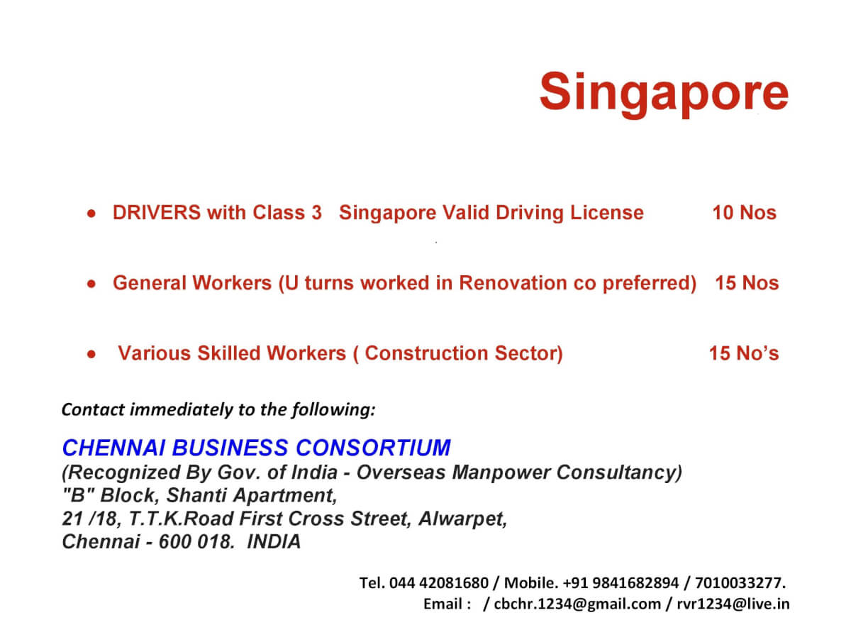 DRIVER With Class 3 License with CIVIL Construction Workers