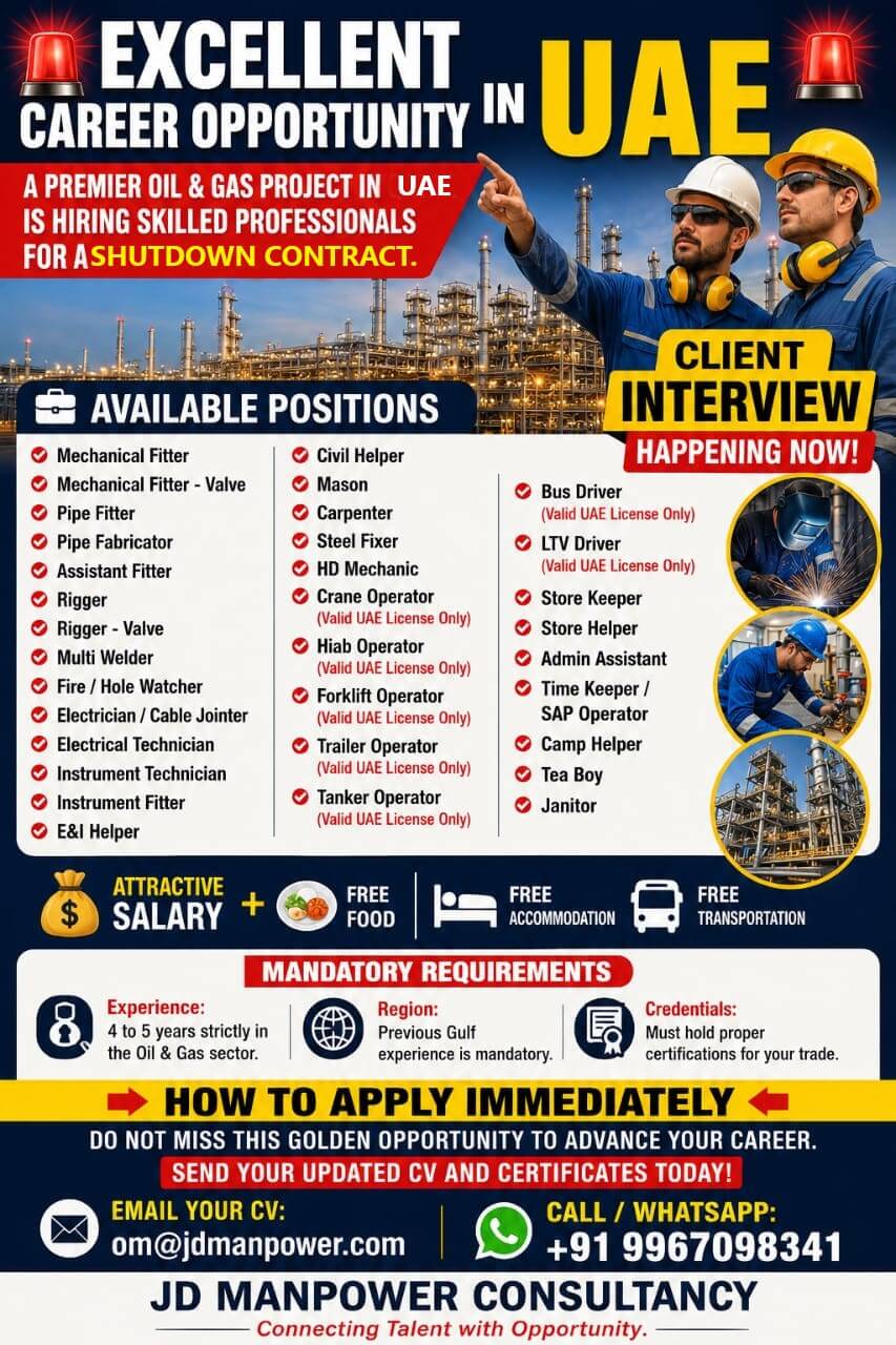 EXCELLENT CAREER OPPORTUNITY IN UAE EXCELLENT CAREER OPPORTUNITY IN UAE