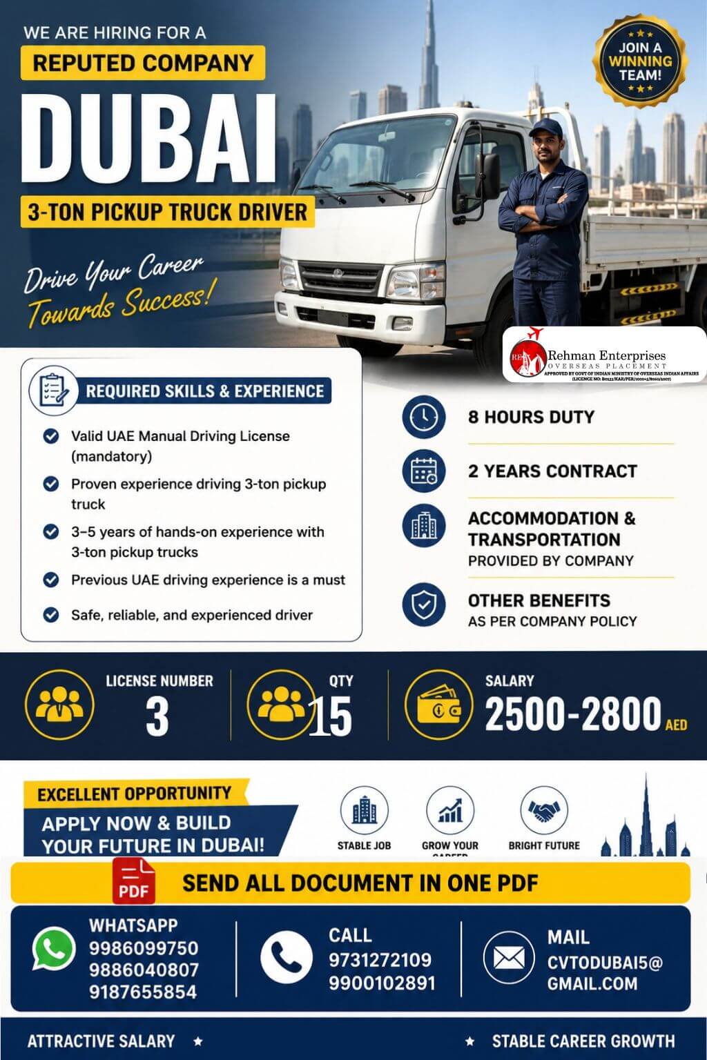 HIRING FOR REPUTED COMPANY IN DUBAI