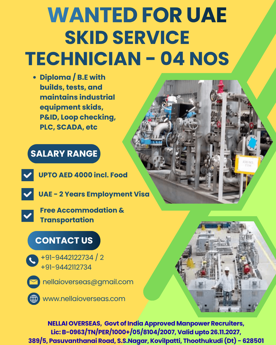 SKID SERVICE TECHNICIAN FOR UAE