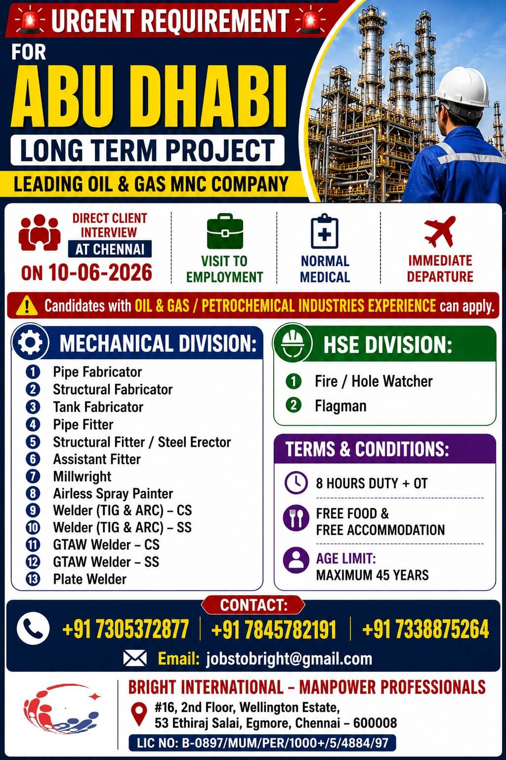 Abu Dhabi - Long Term Requirment
