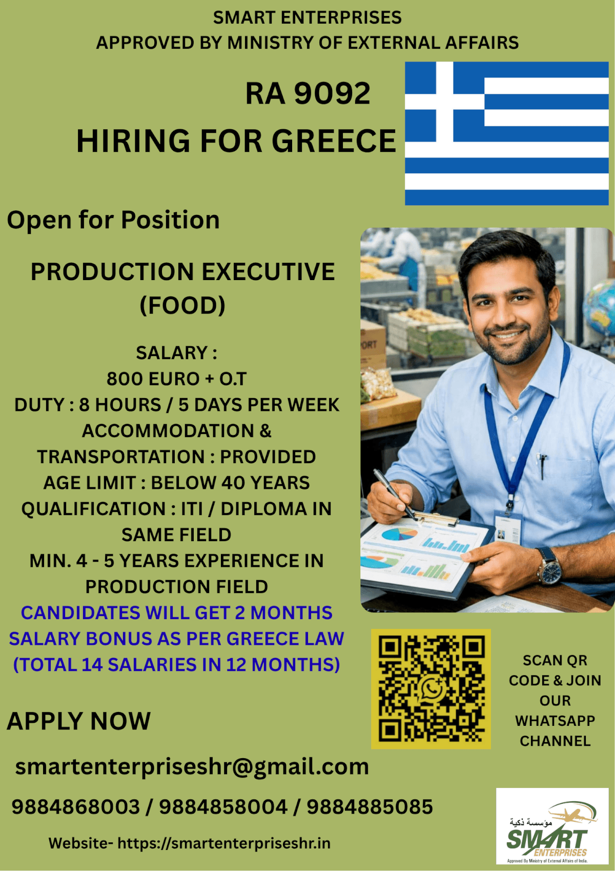 URGENT REQUIREMENT FOR GREECE