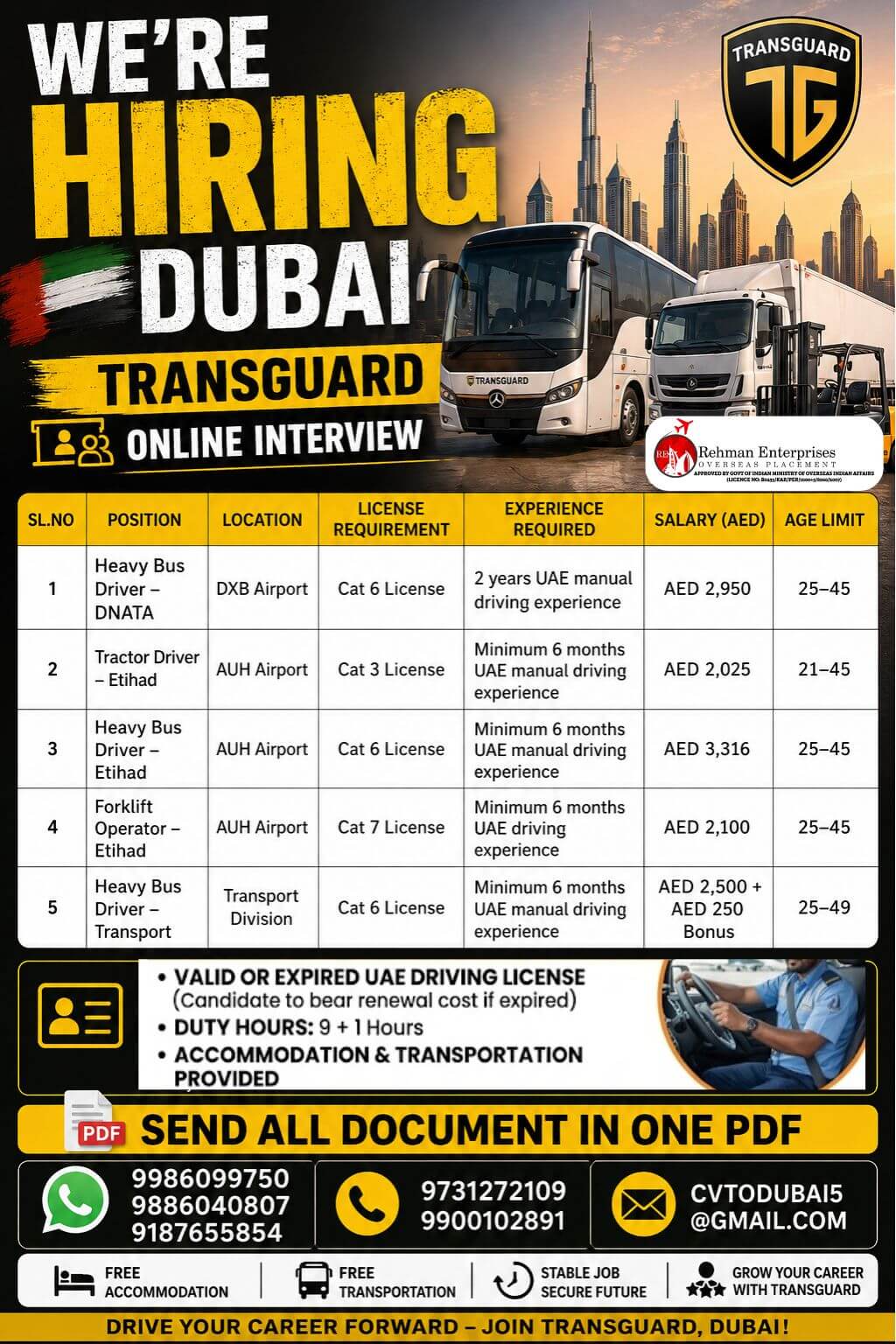 HIRING FOR DUBAI