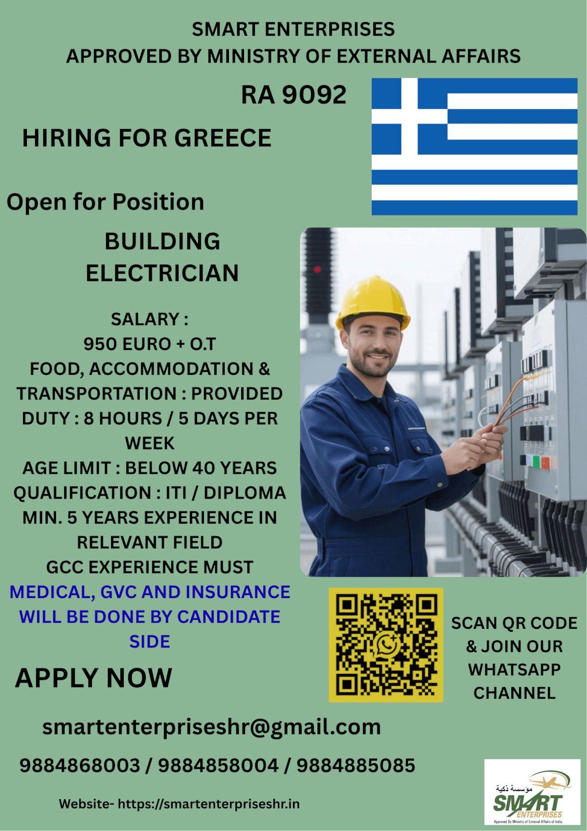 URGENT REQUIREMENT FOR GREECE