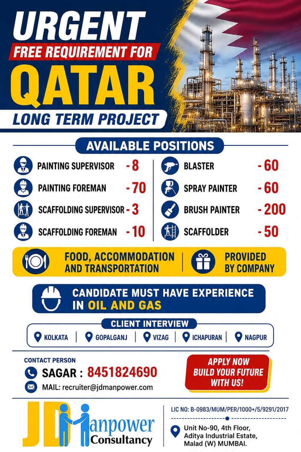 UERGENT FREE REQUREMENT FOR QATAR LONG TERM PROJECT UERGENT FREE REQUREMENT FOR QATAR LONG TERM PROJECT