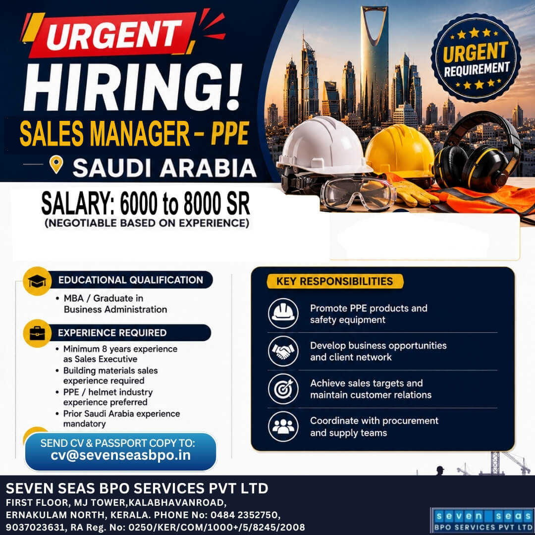 URGENT VACANCY FOE SAUDI
