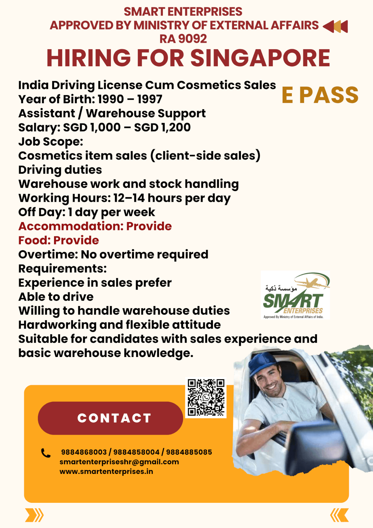 HIRING FOR SINGAPORE