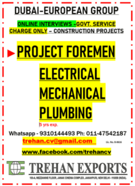 MEP PROJECT FOREMEN