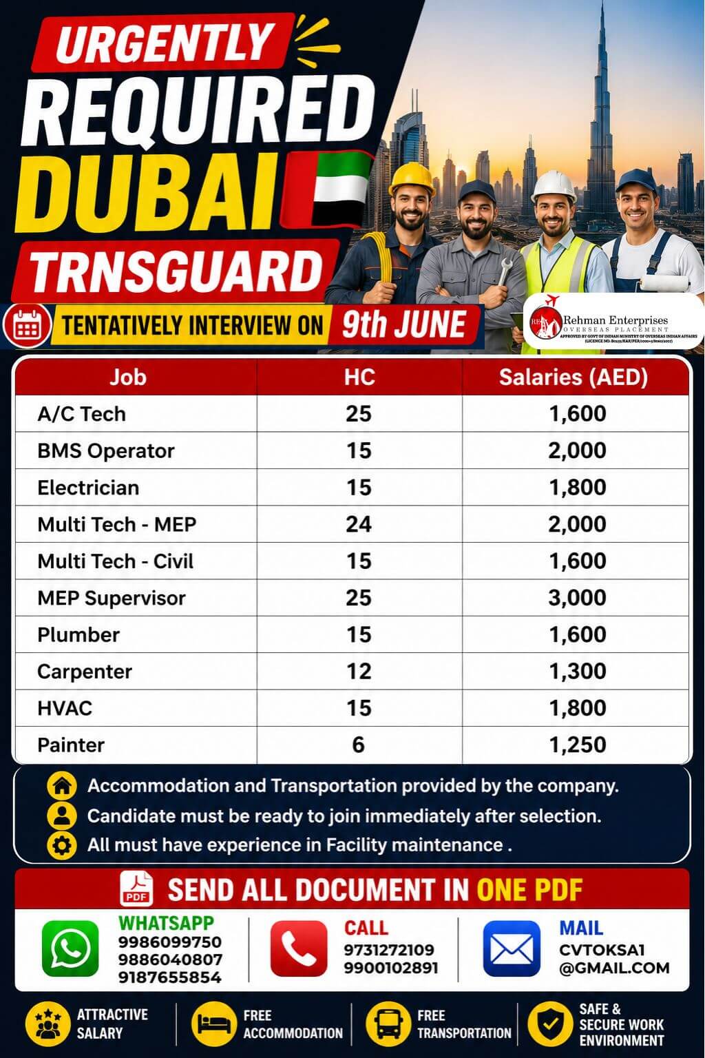 URGENTLY REQUIRED FOR DUBAI