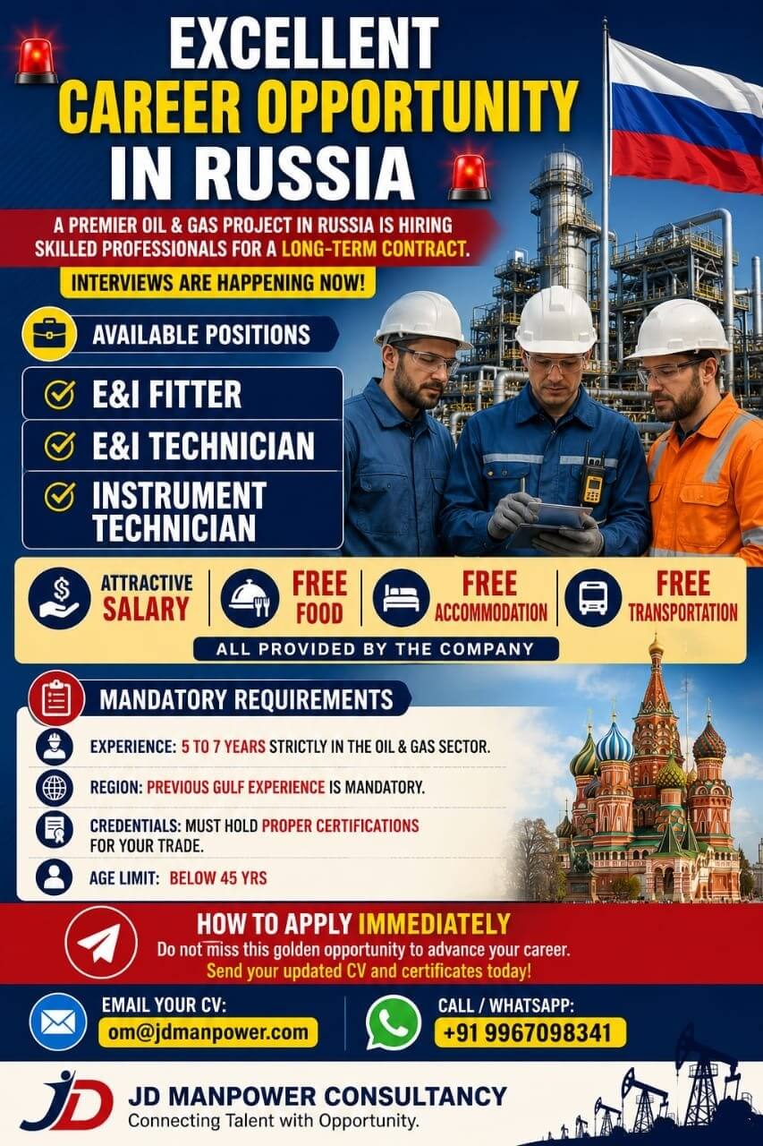 EXCELLENT CAREER OPPORTUNITY IN RUSSIA