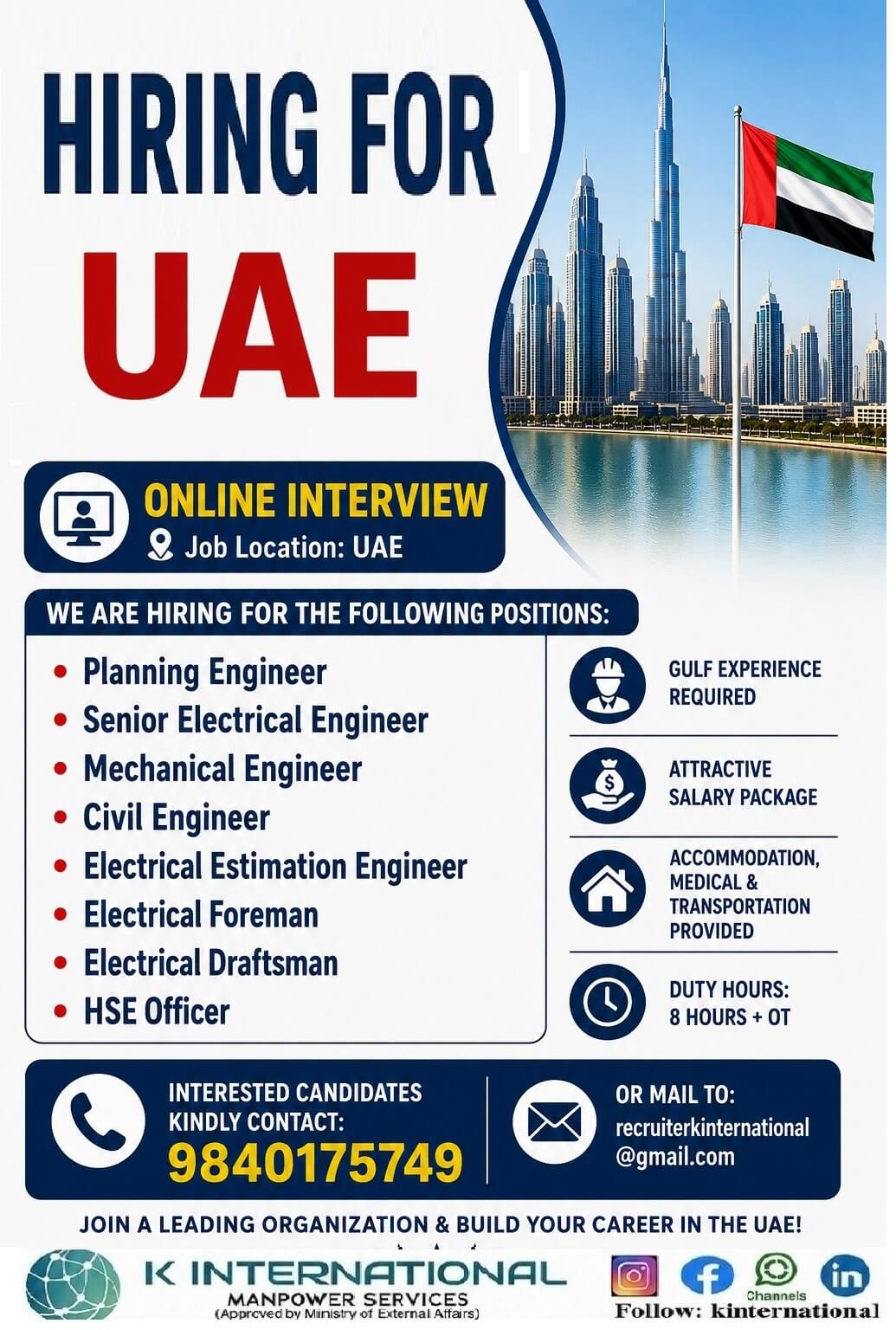 URGENT REQUIREMENT FOR UAE