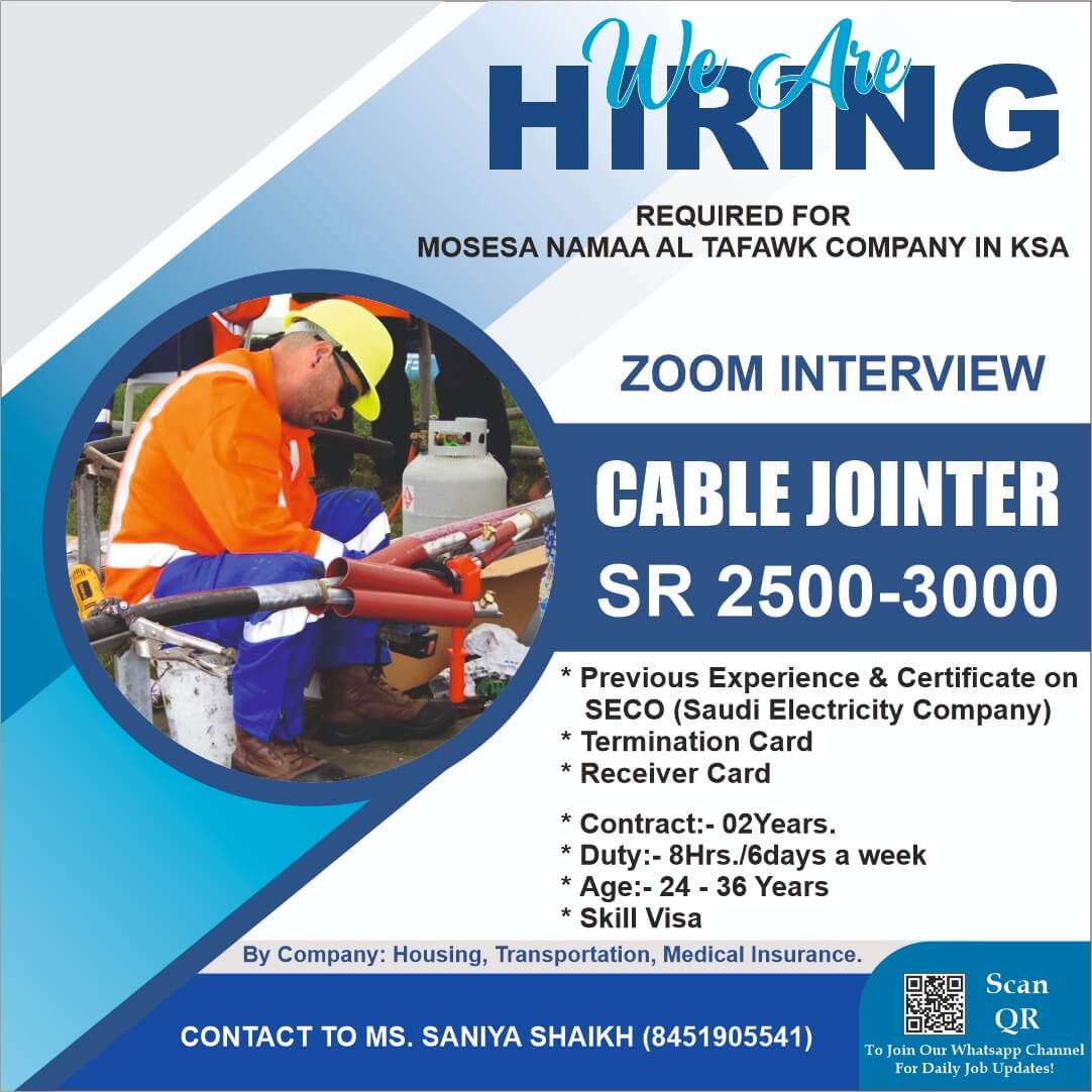 URGENT HIRING FOR SAUDI ARABIA