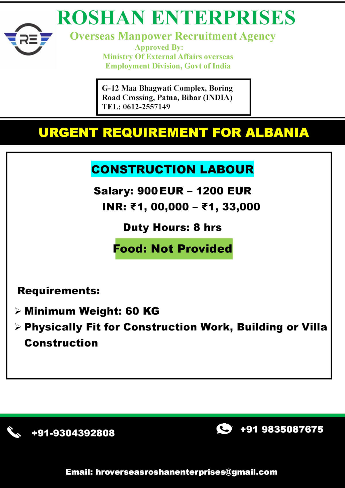 URGENT REQUIREMENT FOR ALBANIA URGENT REQUIREMENT FOR ALBANIA
