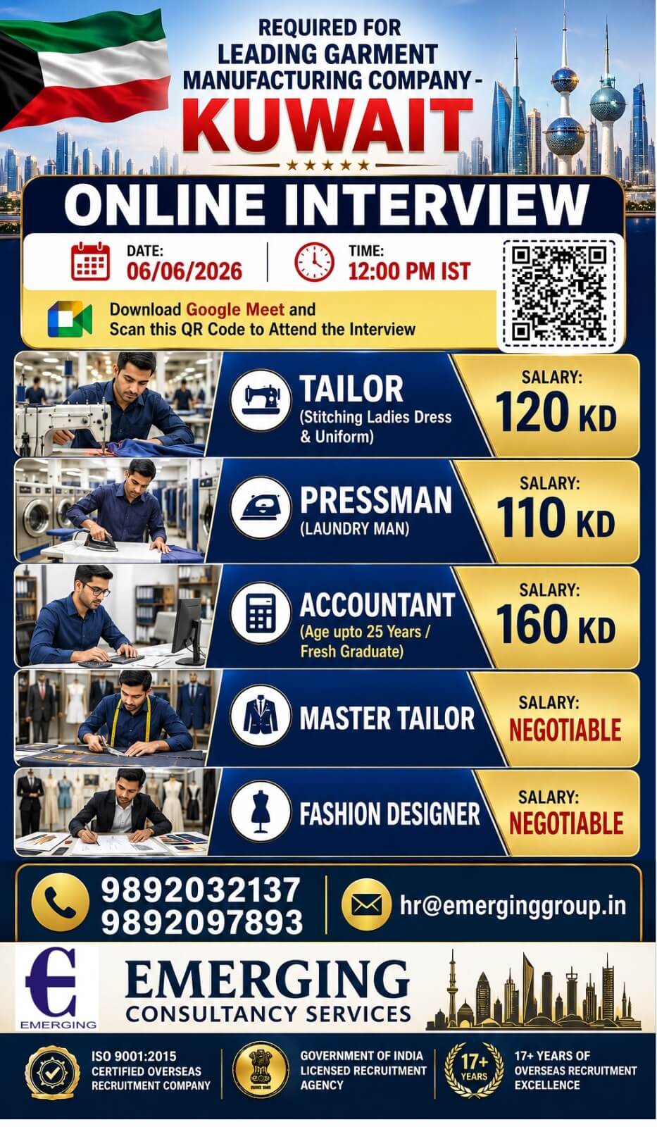 TODAY 6 JUNE KUWAIT GARMENT COMPANY – ONLINE CLIENT INTERVIEW