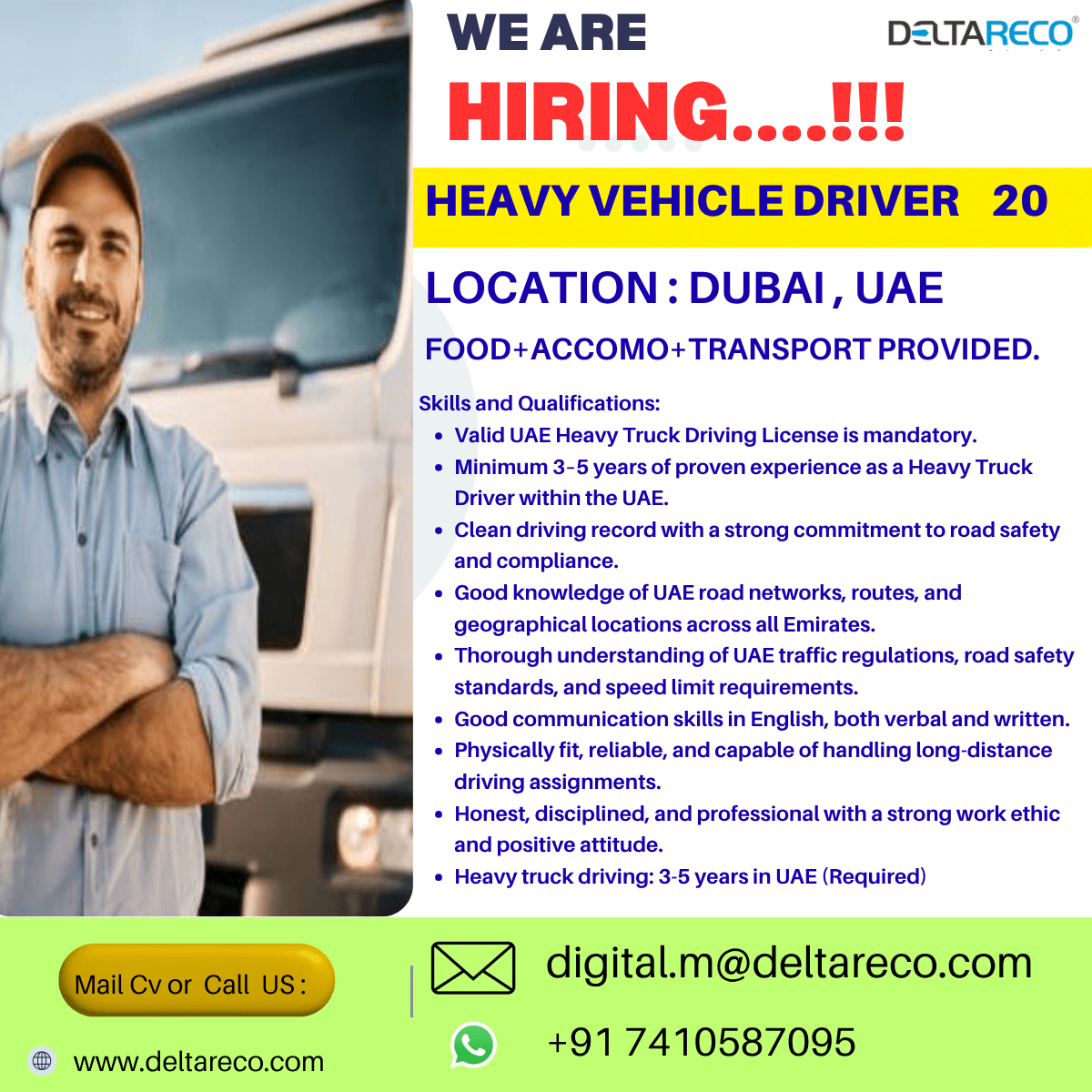 Hiring  Oil Tanker Driver for Dubai 50+ Vacancy