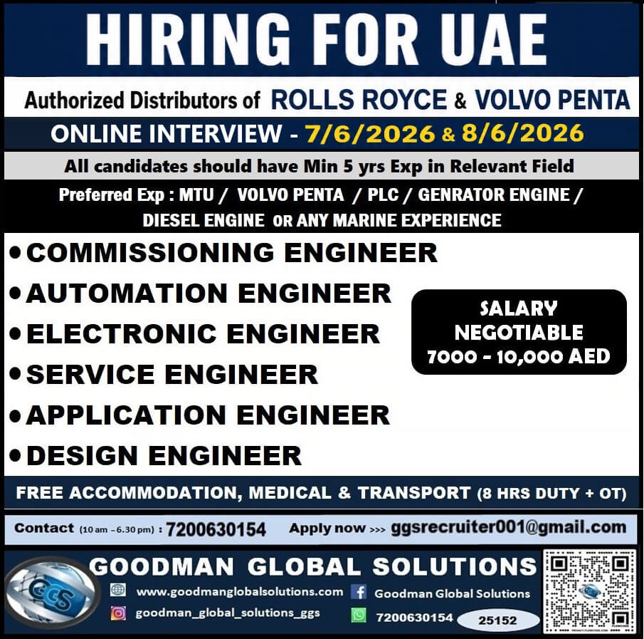 URGENT REQUIREMENT - ABUDHABI - LONG TERM  ONLINE  INTERVIEW IN CHENNAI ON 07/06/2026 & 08/06/2026