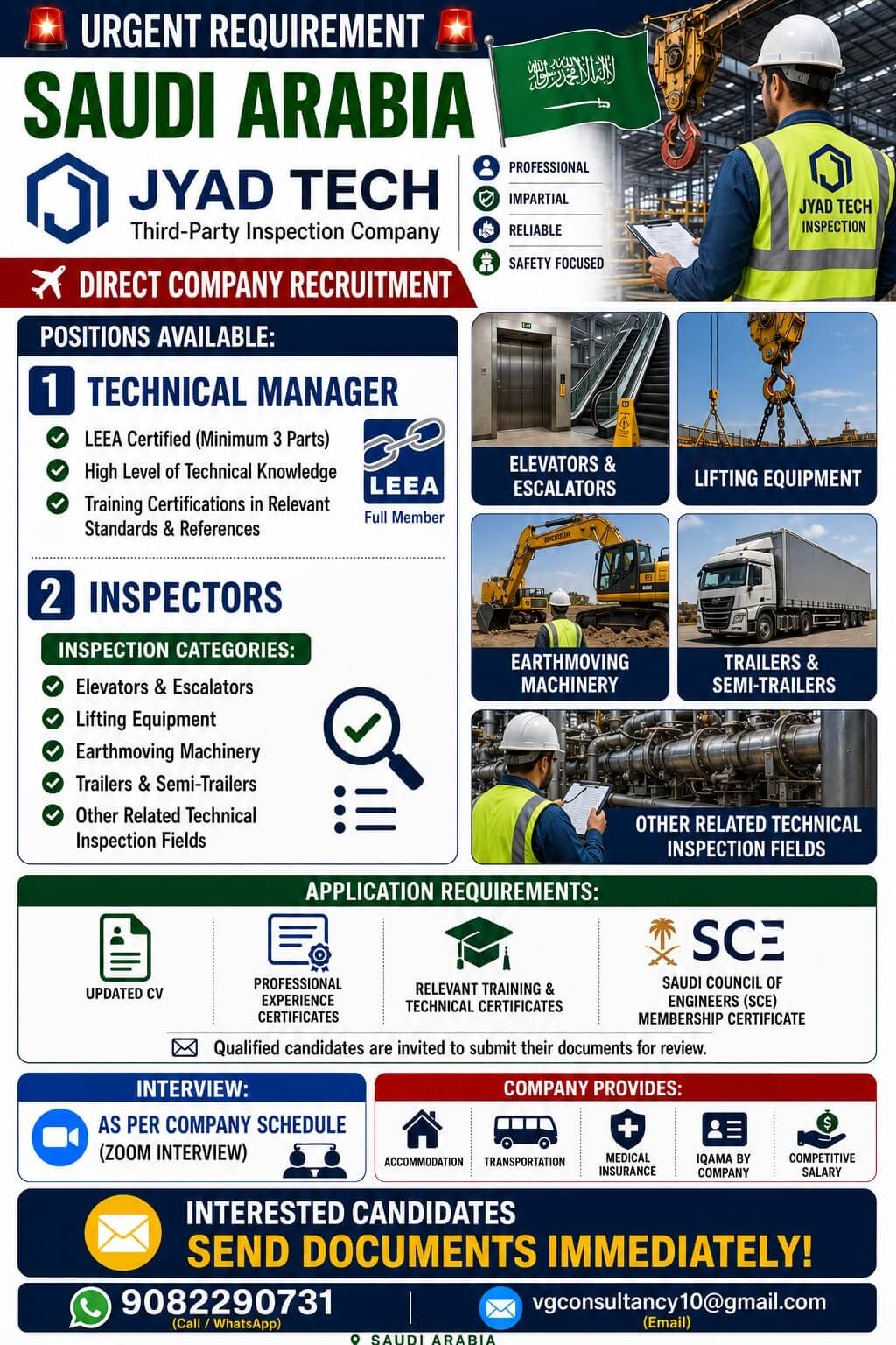 Urgent requirement  for saudi arabia