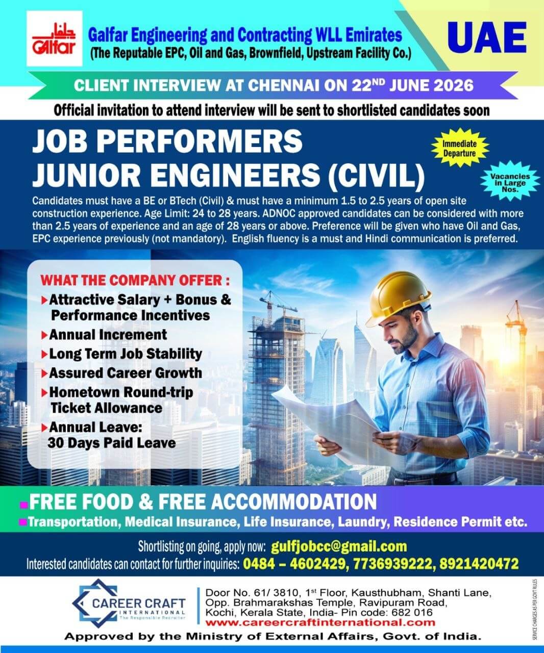 Client Interview in Chennai on 22nd June, 2026 for Galfar Engineering, UAE