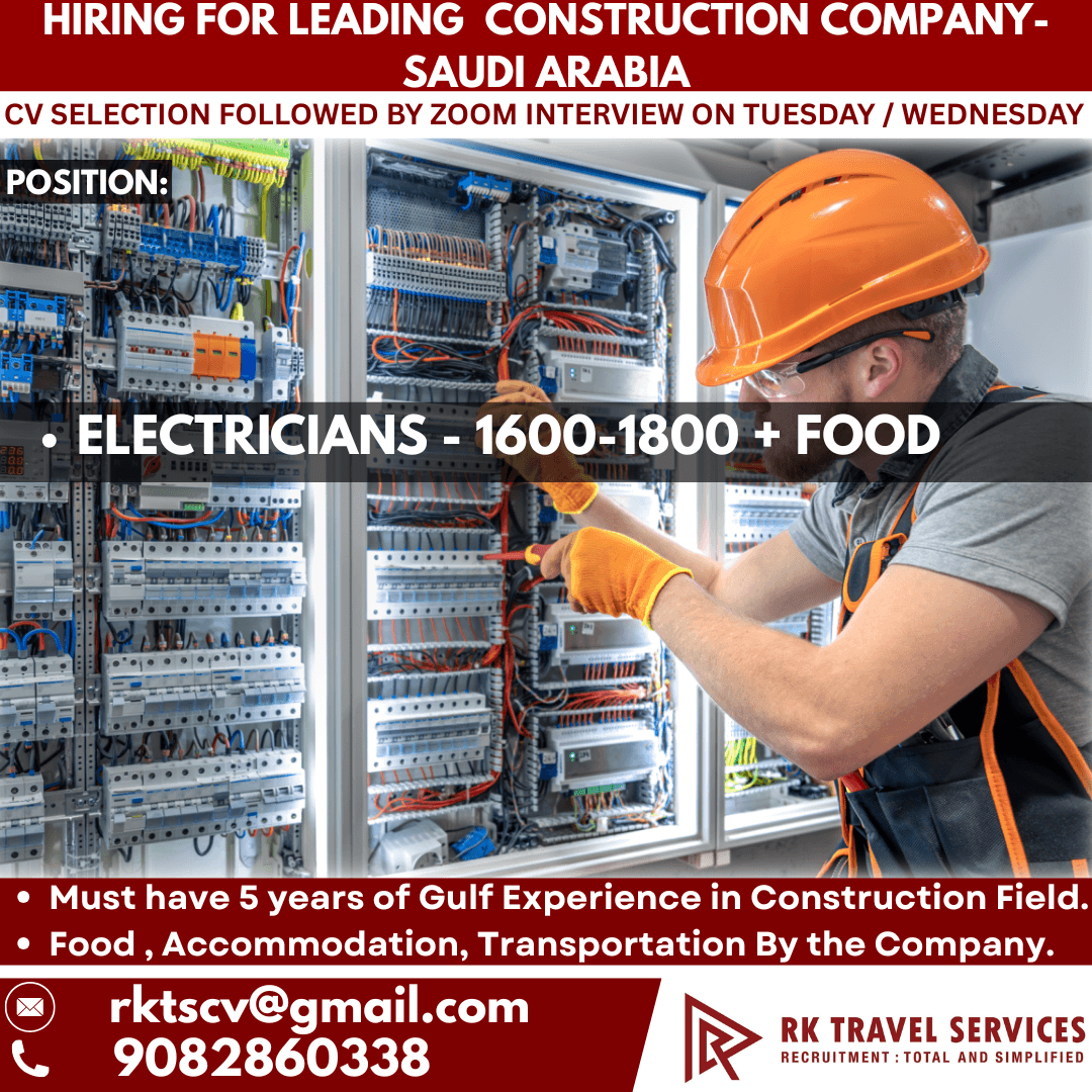 HIRING FOR LEADING  construction Company- Saudi Arabia