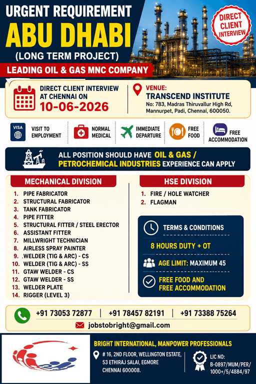 ABU DHABI - LONG TERM - URGENT REQUIREMENT ABU DHABI - LONG TERM - URGENT REQUIREMENT