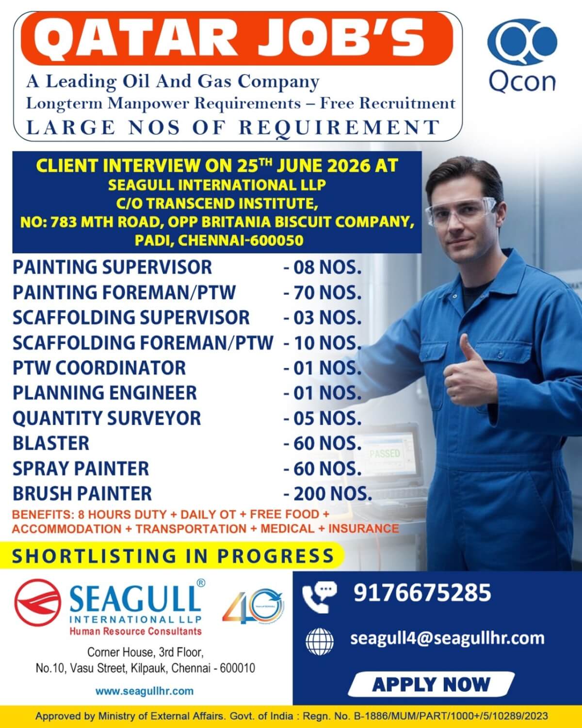 FREE & VERY URGENT REQUIREMENTS FOR OIL & GAS LONG TIME PROJECT AT QATAR