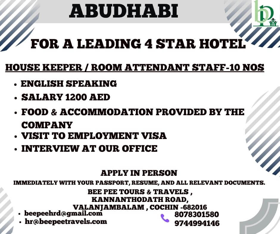 House Keeper / Room Attendant Staff