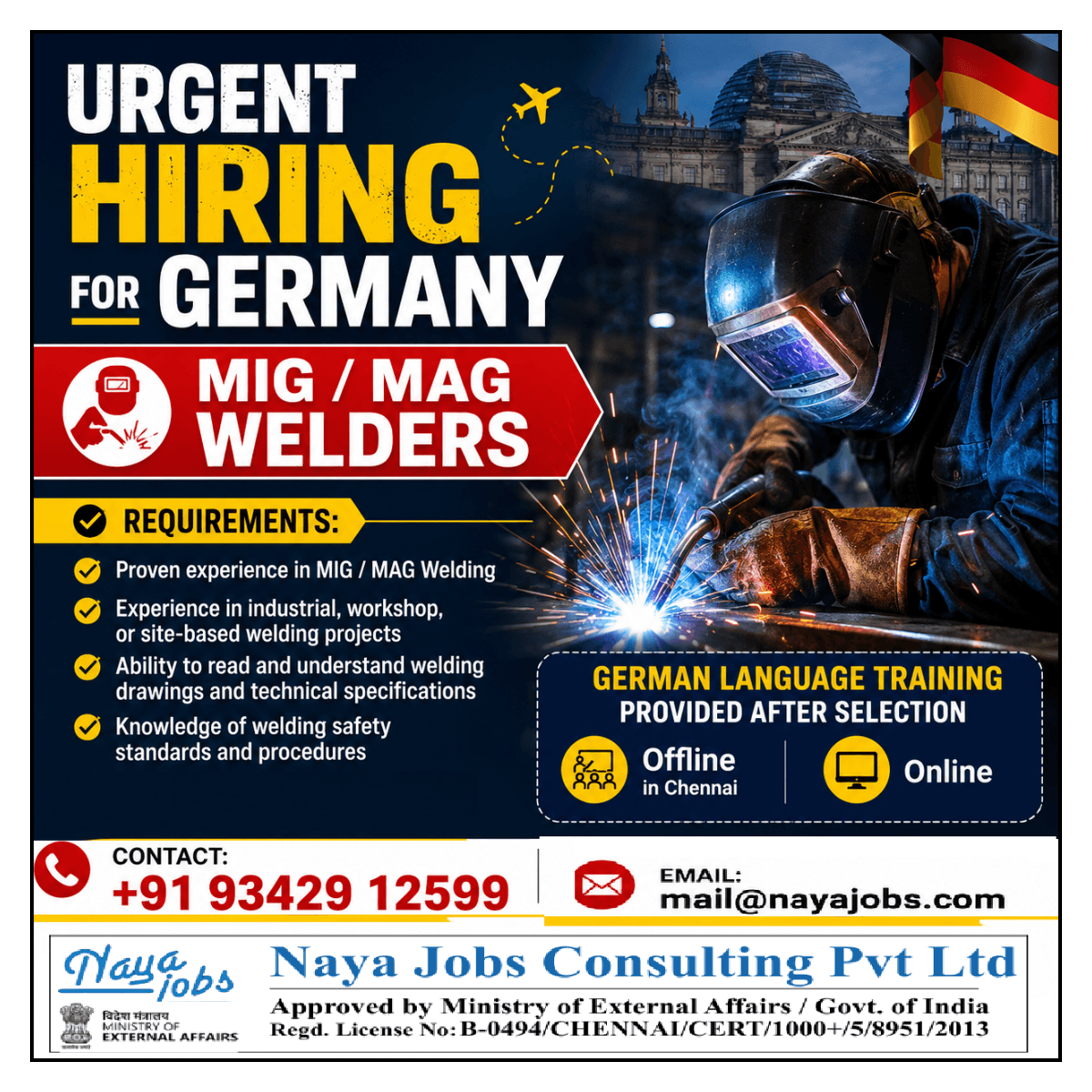 Urgent Requirement For Germany Welder (MIG / MAG )
