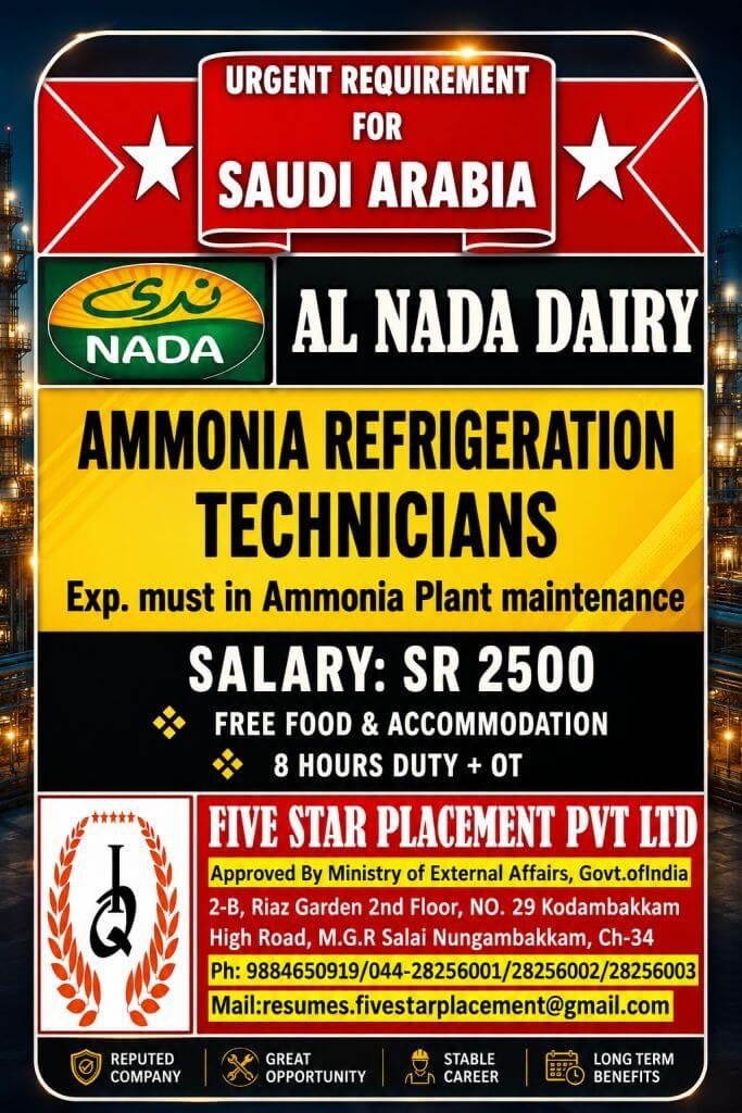 URGENT REQUIREMENT FOR SAUDI ARABIA
